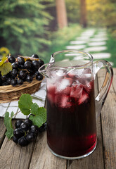 Sticker - Pitcher of Grape Juice and Fresh Grapes