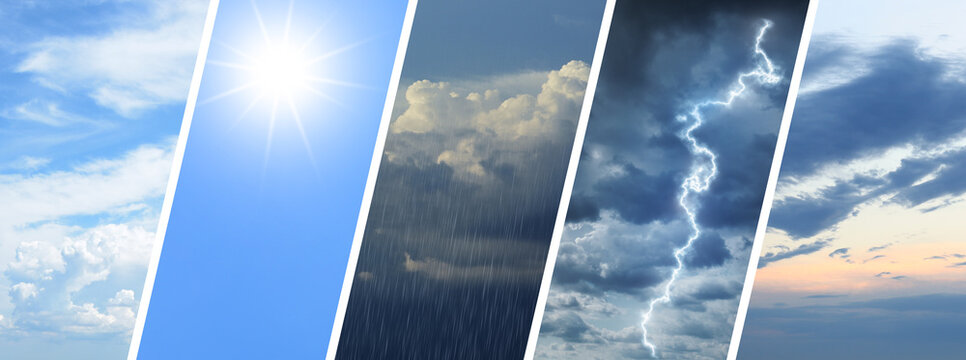 collage of different weather conditions