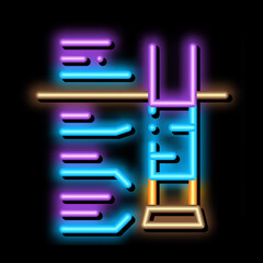 Poster - house foundation structure neon light sign vector. Glowing bright icon house foundation structure sign. transparent symbol illustration