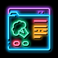 Poster - food order web site neon light sign vector. Glowing bright icon food order web site sign. transparent symbol illustration