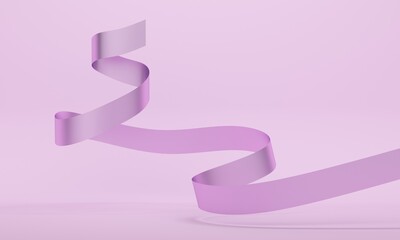 Poster - Abstract pink background with metallic ribbon swirling. Backdrop design for product promotion. 3d rendering