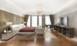 3d rendering beautiful classic orange luxury bedroom suite in hotel with tv