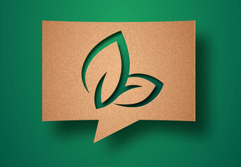 Sticker - Plant leaf green papercut chat bubble concept