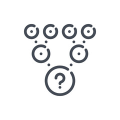 Fototapete - Different ways to solve the problem line icon. Big circle with question mark connected to small circles vector outline sign.