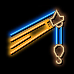 Poster - crane machine hook neon light sign vector. Glowing bright icon crane machine hook sign. transparent symbol illustration