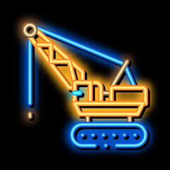 Poster - crane transport neon light sign vector. Glowing bright icon crane transport sign. transparent symbol illustration