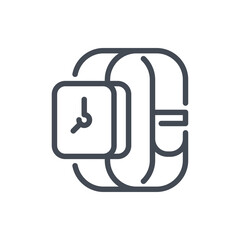 Poster - Smart watch line icon. Digital watch with clock on screen vector outline sign.