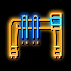 Poster - industry crane neon light sign vector. Glowing bright icon industry crane sign. transparent symbol illustration