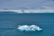 Glacier and calved ice and icebergs at the Jokulsarlon Lagoon in Iceland