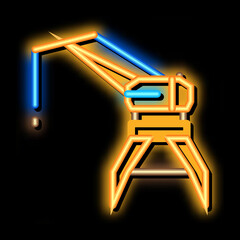 Poster - crane tower neon light sign vector. Glowing bright icon crane tower sign. transparent symbol illustration