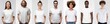 Leinwandbild Motiv White t-shirt people. Collage of many men and women wearing blank tshirt with copy space for your text or logo