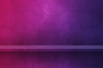 Wall Mural - Empty shelf on a purple wall. Background template. Horizontal backdrop