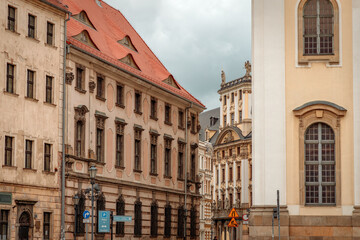 beautiful evening streets of wroclaw in poland