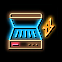 Sticker - electrical bbq neon light sign vector. Glowing bright icon electrical bbq sign. transparent symbol illustration