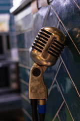 Sticker - Close-up of retro microphone at a concert