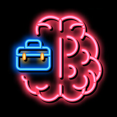 Aufkleber - business case and brain neon light sign vector. Glowing bright icon business case and brain sign. transparent symbol illustration
