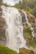 Vertical Shot Of The Waterfall At Doi Inthanon Chiang Mai Province In Thailand
