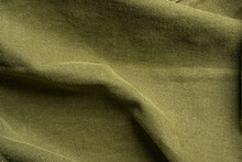 Deep Moss Green Denim Fabric With Wavy Texture And Worn Feel For Design, Backgrounds And Textures, Displacement Maps And Copy Space