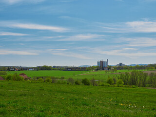 Poster - Natural view of greenfields in the countryside under a wispy sky