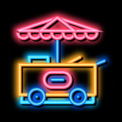 Poster - ice cream cart neon light sign vector. Glowing bright icon ice cream cart sign. transparent symbol illustration