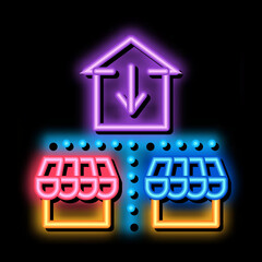 Poster - business shop competition neon light sign vector. Glowing bright icon business shop competition sign. transparent symbol illustration