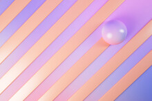3D Illustration Of Sphere Against Orange And Pink Striped Pattern