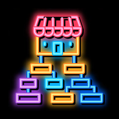 Poster - business hierarchy chart neon light sign vector. Glowing bright icon business hierarchy chart sign. transparent symbol illustration