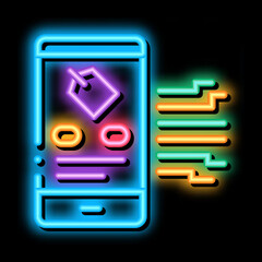 Aufkleber - neuromarketing smartphone label app neon light sign vector. Glowing bright icon neuromarketing smartphone label app sign. transparent symbol illustration