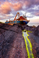 Wall Mural - MV Alta Ghost Ship The MV Alta, which washed up on the Southeast coast of Ireland in County Cork, on the 16th of February 2020 Ballycotton by Storm Dennis - Ireland