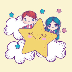 Sticker - cute boy and girl