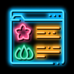 Poster - flower shop web site neon light sign vector. Glowing bright icon flower shop web site sign. transparent symbol illustration