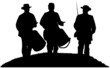 American Civil War drummer boys and soldier in black silhouette on white background 