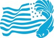 betta fish and flag logo for icon illustration and image