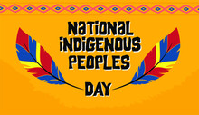 National Indigenous Day With Colorful Feathers And Yellow Background