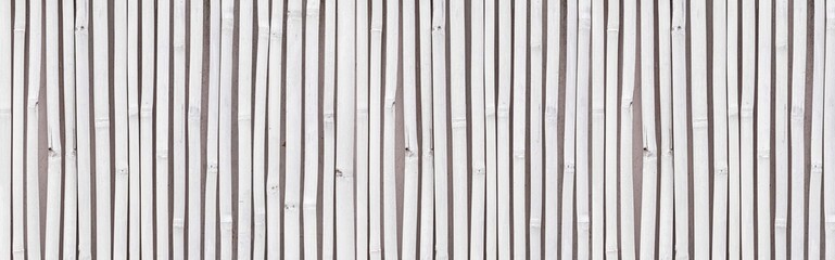 Wall Mural - Panorama of White old Bamboo fence texture and background seamless