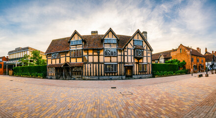 Sticker - William Shakespeares birthplace place house on Henley street in Stratford upon Avon in England, United Kingdom