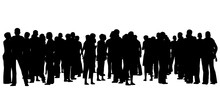 Silhouette Of A Crowd Of People Isolated On A White Background. Vector Illustration