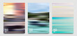 Summer background set. Motion blur Ocean horizon, beach and sunset. Creative gradient in summer colors. describe the time of morning, afternoon, evening and night