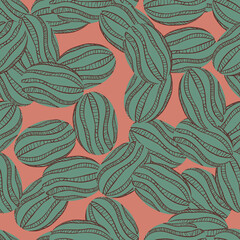 Naklejka na meble Pale green watermelon random silhouettes seamless pattern. Pink background. Natural organic shapes.