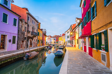  Colourful buildings at Burano island near Venice, Italy