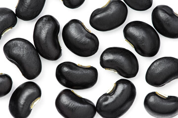 Wall Mural - black beans ( Urad dal, black gram, vigna mungo ) isolated on white background . Top view. Flat lay. 