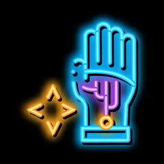 Poster - virtual glove technology neon light sign vector. Glowing bright icon virtual glove technology sign. transparent symbol illustration