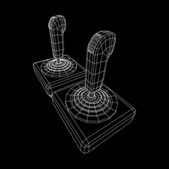 Wall Mural - Joystick with buttons. Retro video game controller gamepad. Wireframe low poly mesh vector illustration