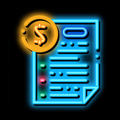 Sticker - monetary agreement neon light sign vector. Glowing bright icon monetary agreement sign. transparent symbol illustration