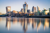 Fototapeta Londyn - London financial district in early morning light. England