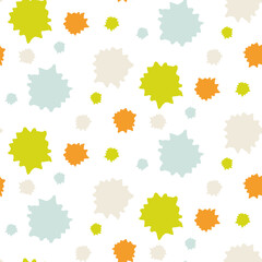 Summer tropical circle seamless pattern. Bright retro geo dot for digital scrapbook paper and repeat kid design. Fun masculine shirt textile swatch in vector.