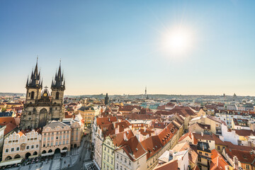 Sticker - Old Town square with Tyn Church in Prague, Czech Republic