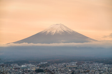 Poster - Mount Fuji at  sunset. Landmark of Japan