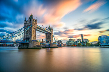 Sticker - Tower Bridge at sunset. London - long exposure