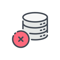 Sticker - Database problem color line icon. Server storage lost connection vector outline colorful sign.